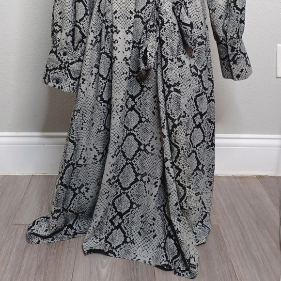 Halogen Sz 1 Snake Print Long-Sleeve Office Midi Wrap Dress - Picture 7 of 12